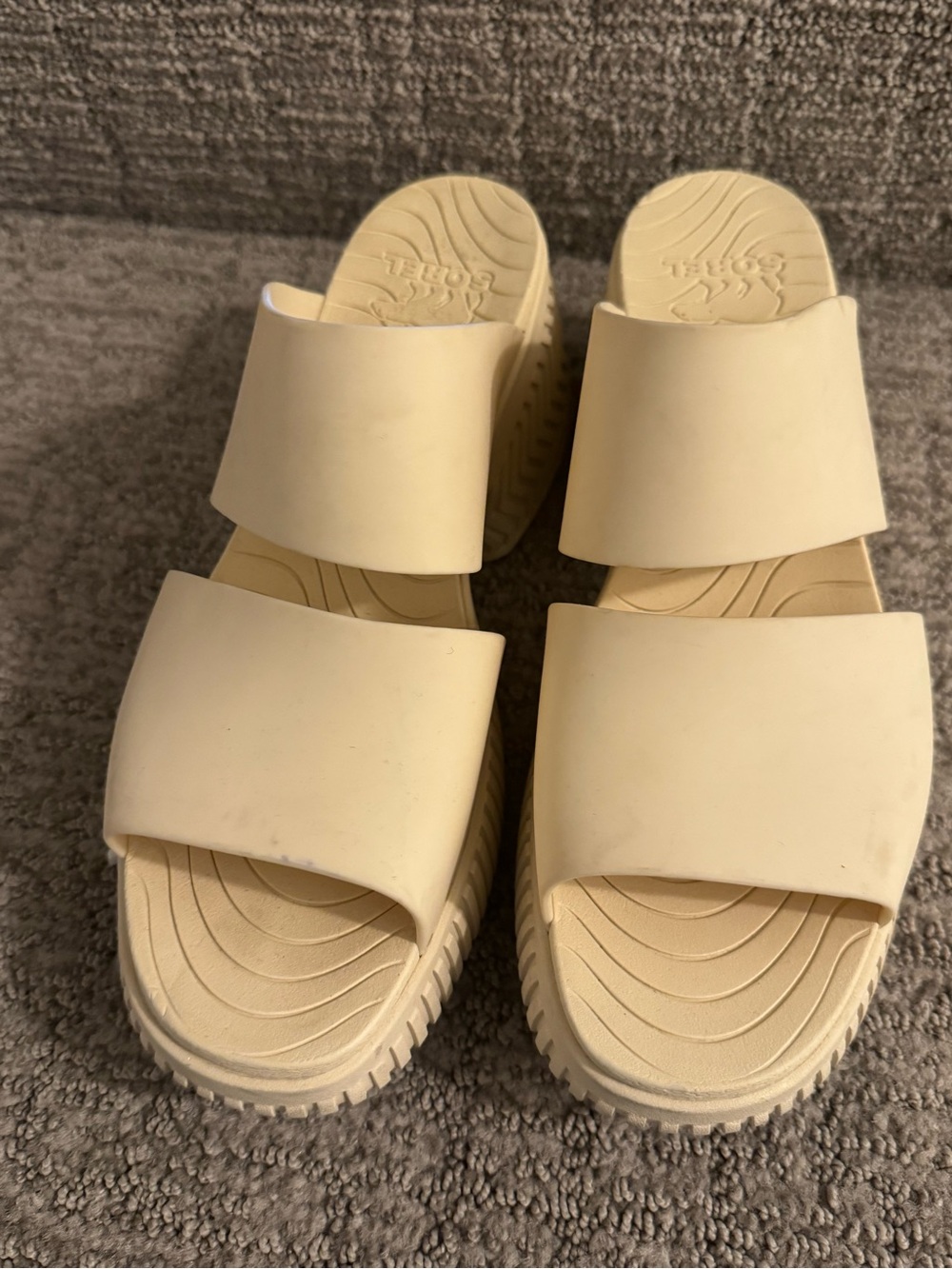 Size 11 - Sorel Cream Double-Strap Slide Sandals for Women